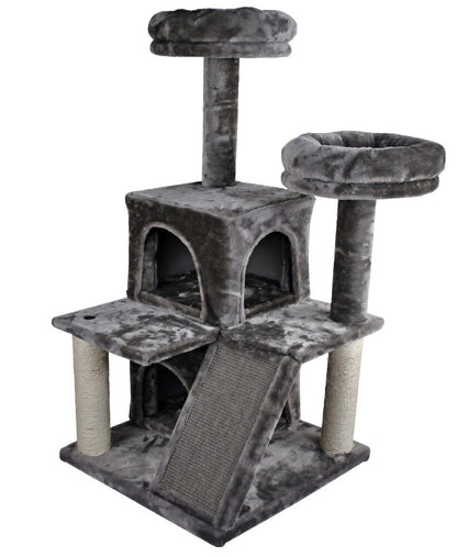 Tommy Multi-Level Luxury Grey Cat Tree with Scratching Post 116cm