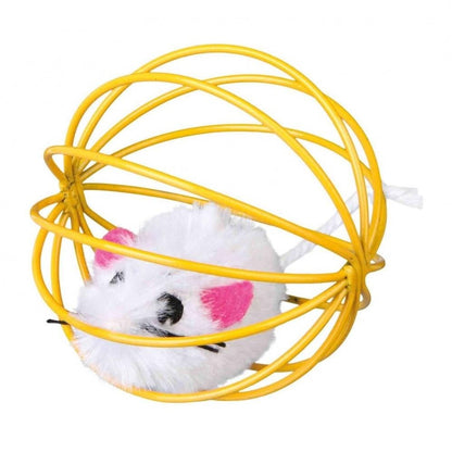 Trixie Plush Mouse in Ball Cage Interactive Cat Toy 6 cm