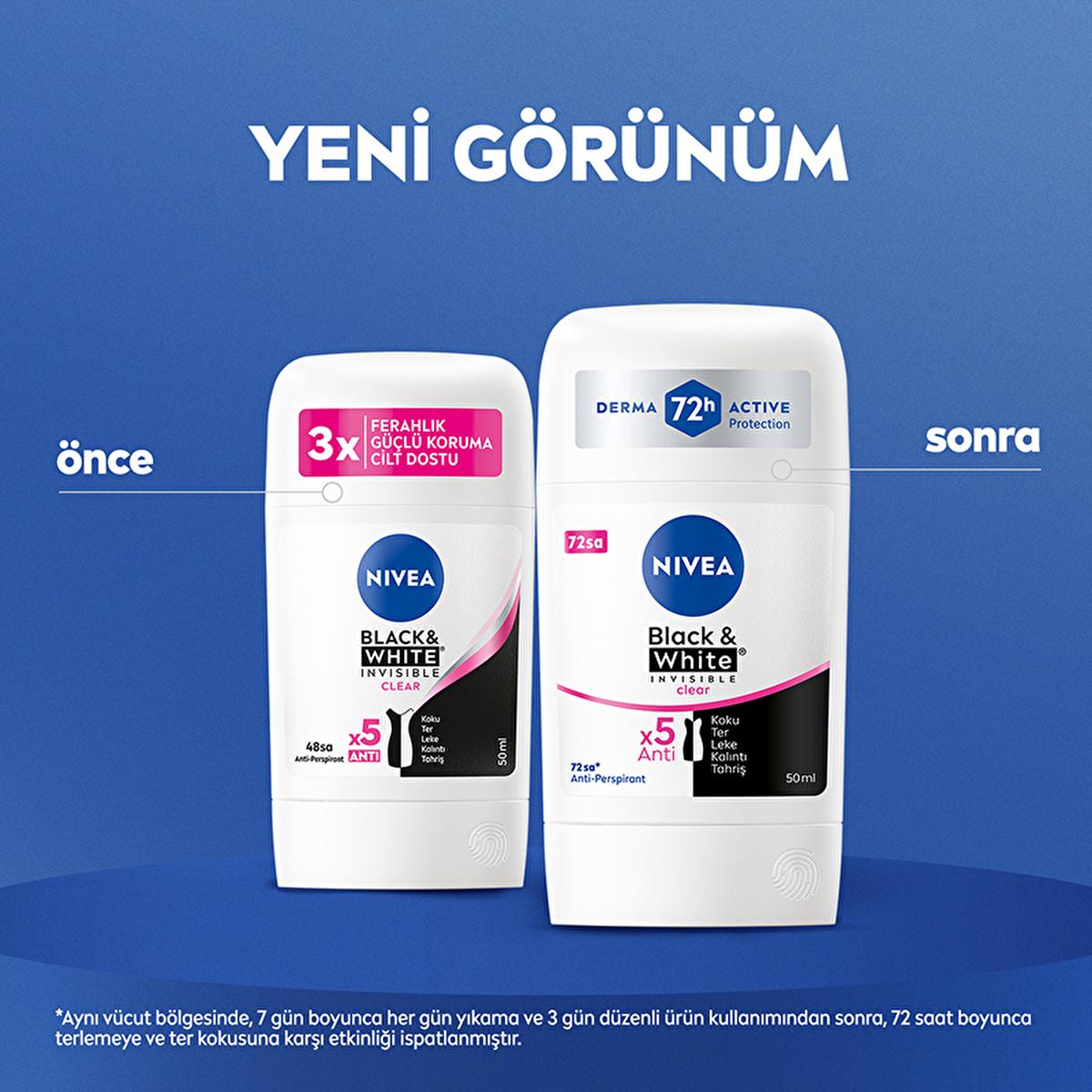 Nivea Women's Deodorant Stick Black & White Clear - Anti-perspirant, Long-lasting, Stain-free & Dermatologically Tested