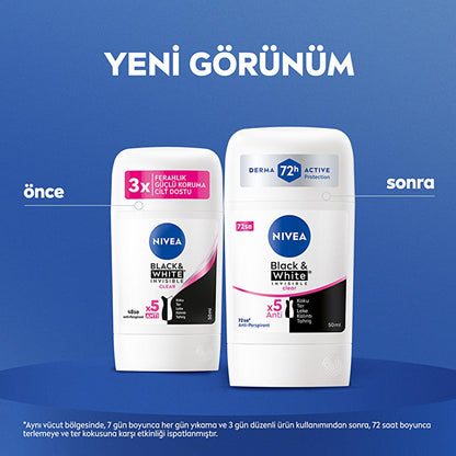 Nivea Women's Deodorant Stick Black & White Clear - Anti-perspirant, Long-lasting, Stain-free & Dermatologically Tested