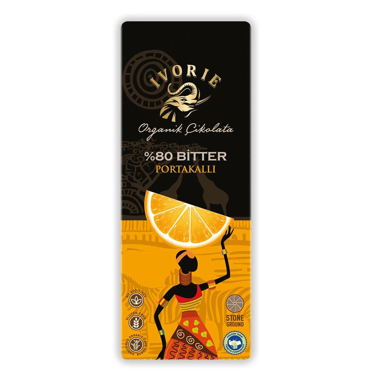Ivorie Organic 80% Dark Chocolate with Orange 40g