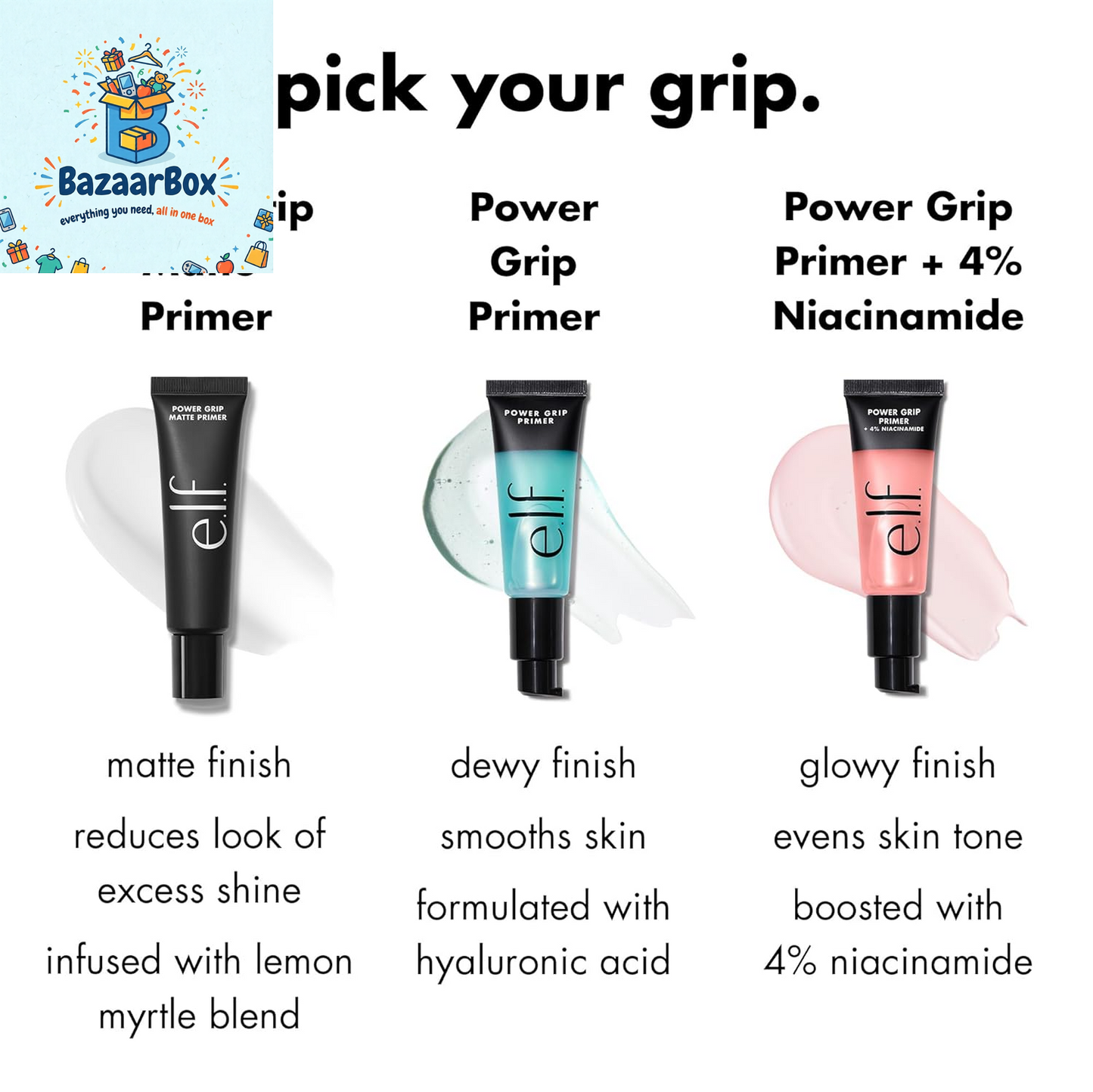 Power Grip Primer, Gel-Based & Hydrating Face Primer for Smoothing Skin & Gripping Makeup, Moisturizes & Primes, 0.811 Fl Oz (24 Ml.)