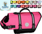 Rip Stop Dog Life Vest, Swimming Vest with Handle, Buoyancy for Doggy Puppy, Dog Life Jacket for Swimming & Boating, M, Pink