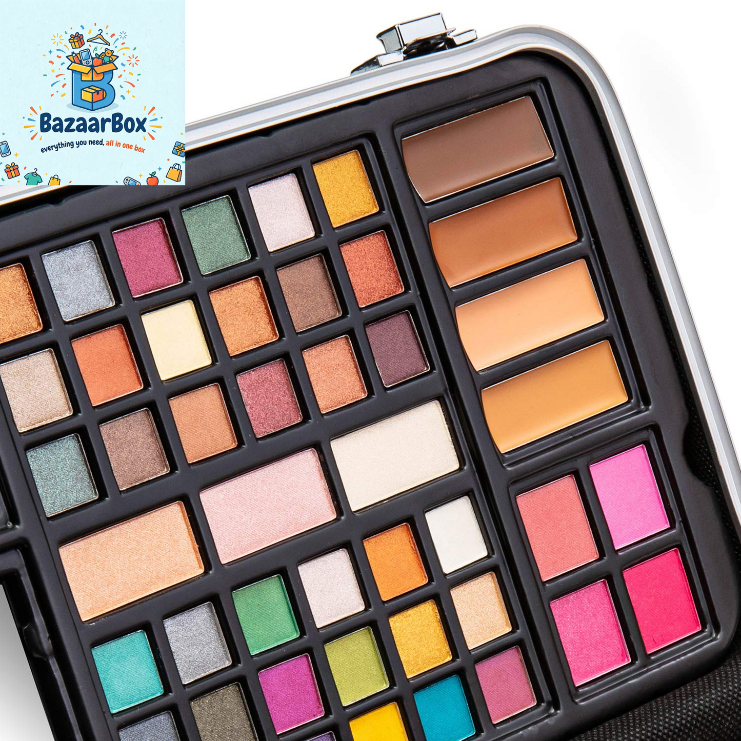 Makeup Kit Gift Set - 41 Eye Shadows, 7 Body Glitters, 1 Lip Liner Pencil, 1 Lipsticks, 4 Blushs, Eye Liner Pencil, 5 Concealers, 2 Lip Gloss, 5 Bronzers, Mirror