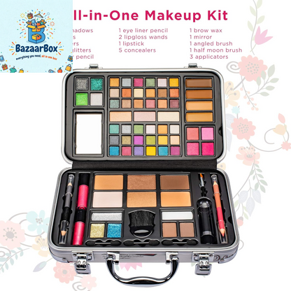 Makeup Kit Gift Set - 41 Eye Shadows, 7 Body Glitters, 1 Lip Liner Pencil, 1 Lipsticks, 4 Blushs, Eye Liner Pencil, 5 Concealers, 2 Lip Gloss, 5 Bronzers, Mirror