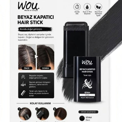 Wou Hair Root Concealer Stick with Comb Tip Black 15g